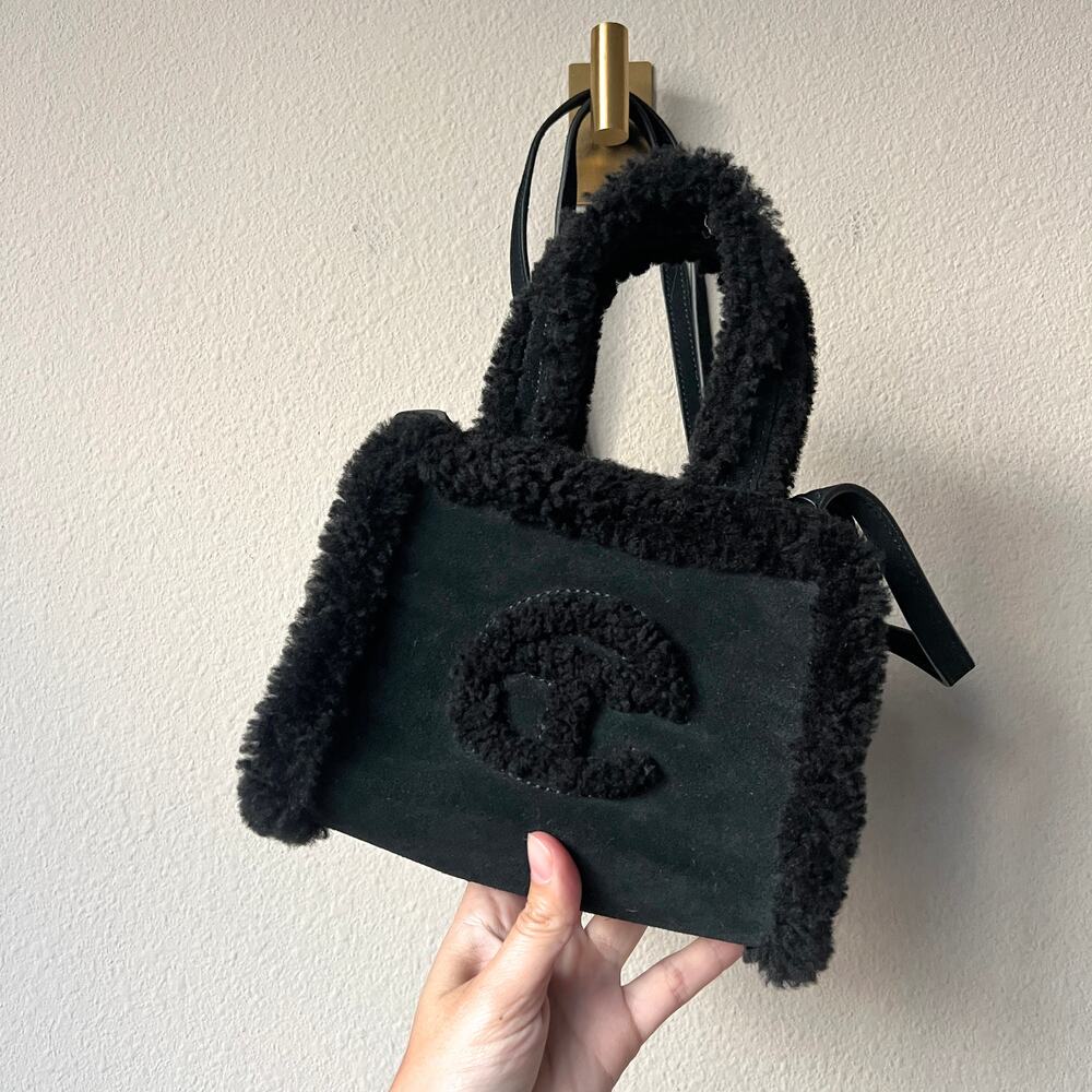 Telfar x Ugg Black Shearling Suede Mini Bag